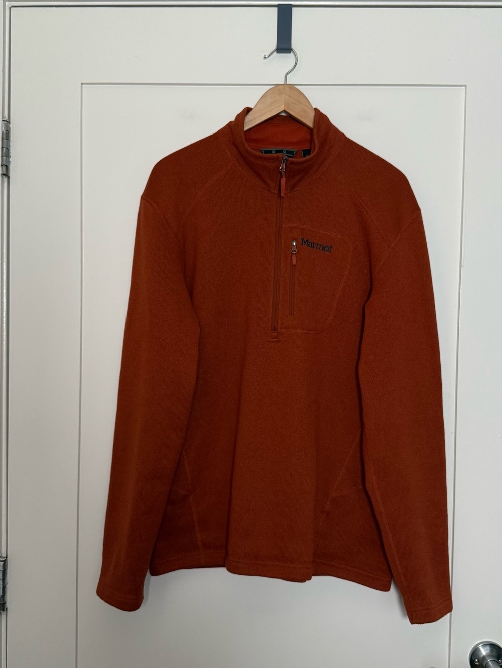 Marmot Sweater Mens Sz XL Orange 1/4 Zip Fleece Long Sleeve Outdoors Hiking